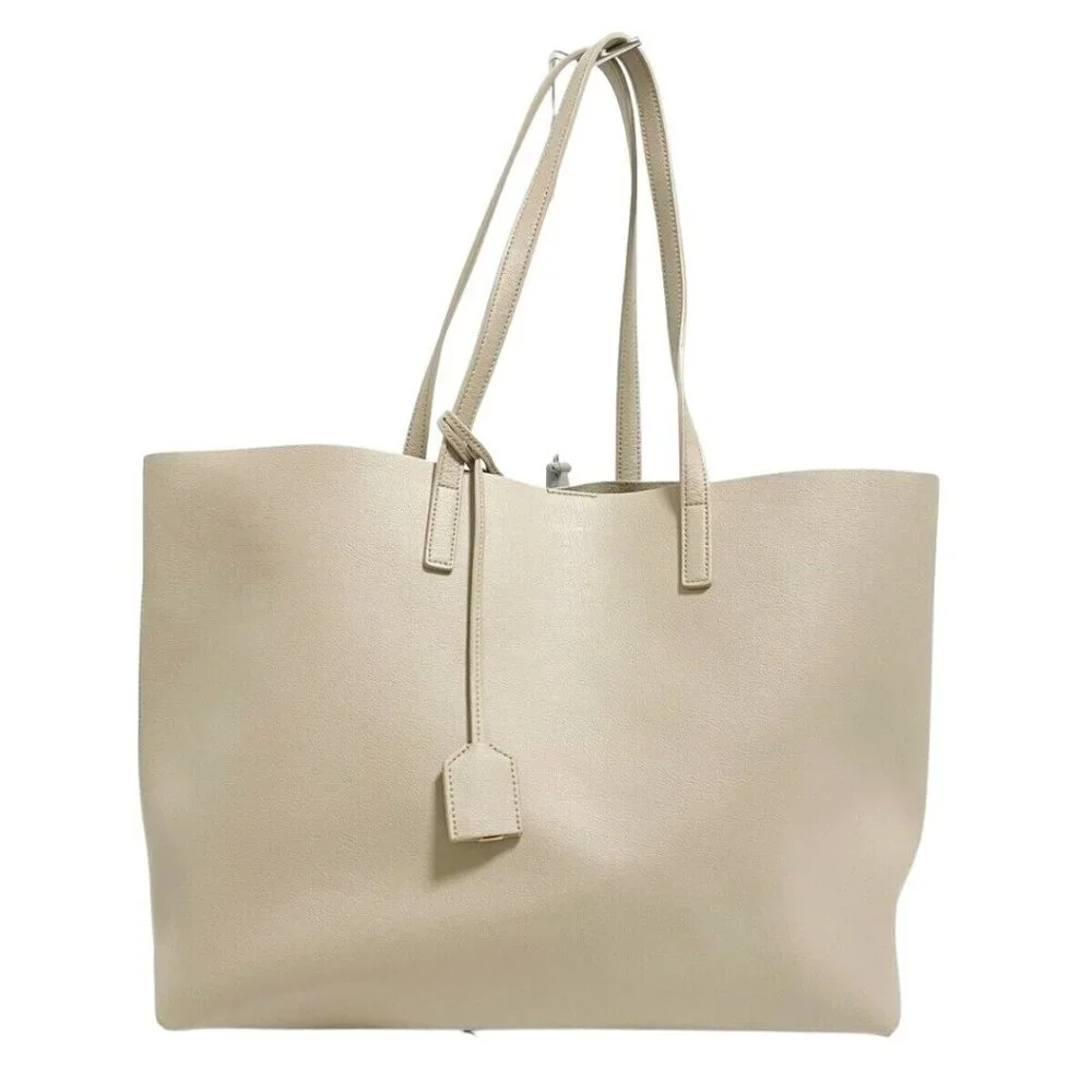 Auth Saint Laurent Paris Shopping Tote Beige Leather - Bag #60876S49 - Picture 1 of 9
